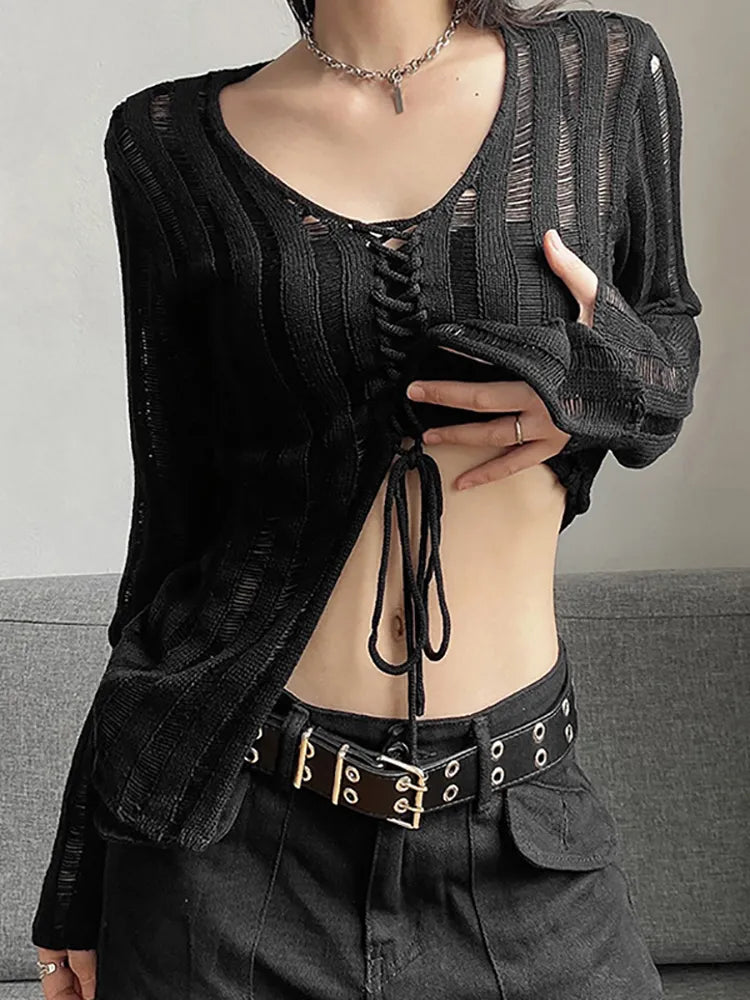 Women's Black Gothic Blouse – S–L