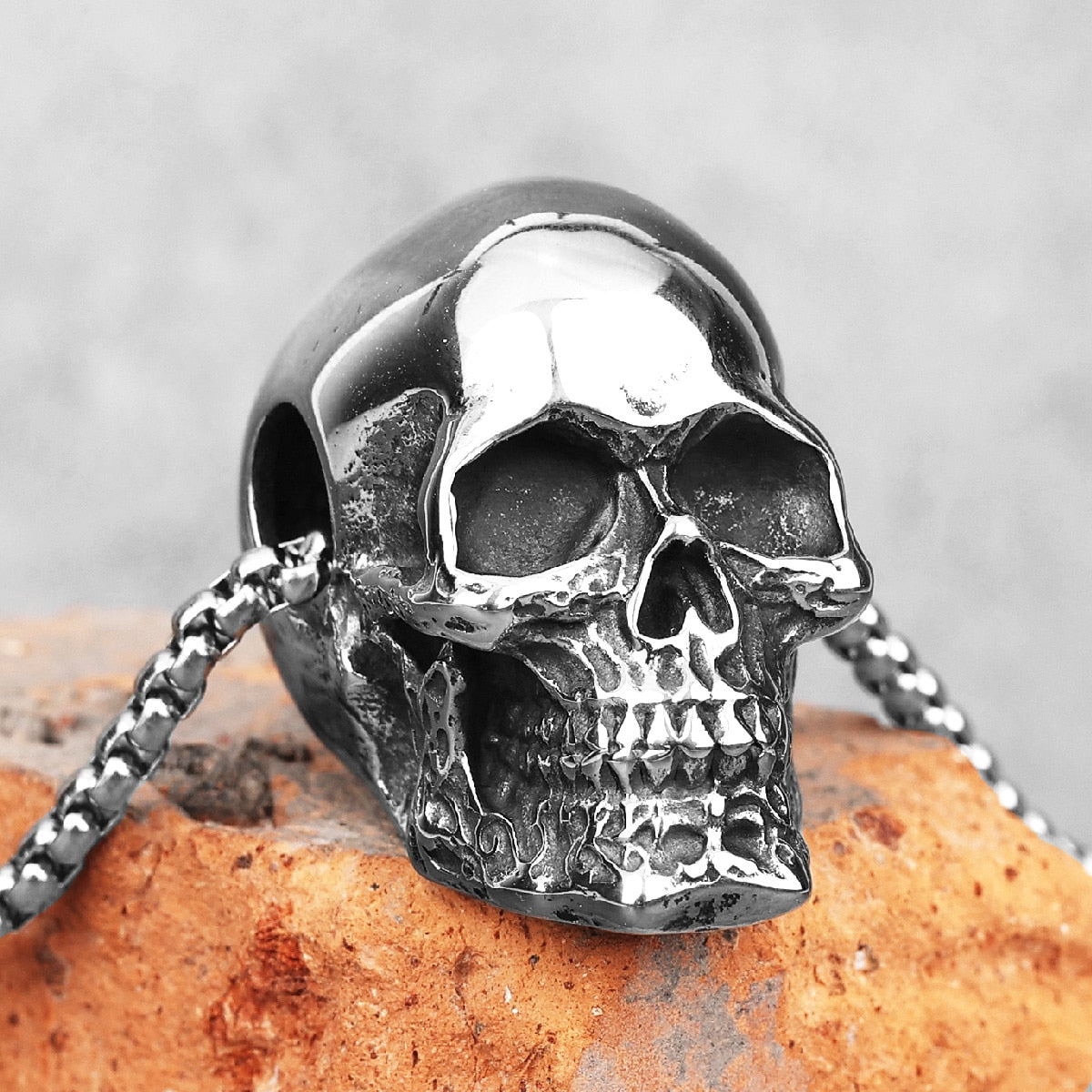 Men's Gothic Skull Pendant Necklace – Stainless Steel