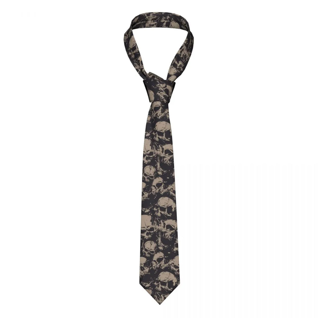 Men's Black Gothic Skull Print Tie – 145cm