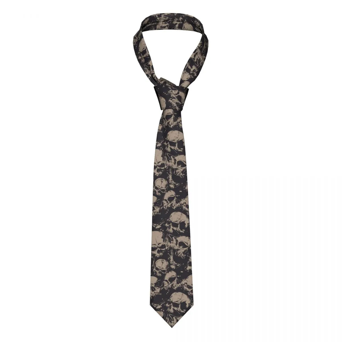 Men's Black Gothic Skull Print Tie – 145cm