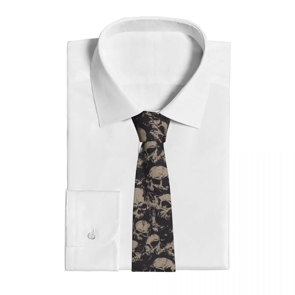 Men's Black Gothic Skull Print Tie – 145cm