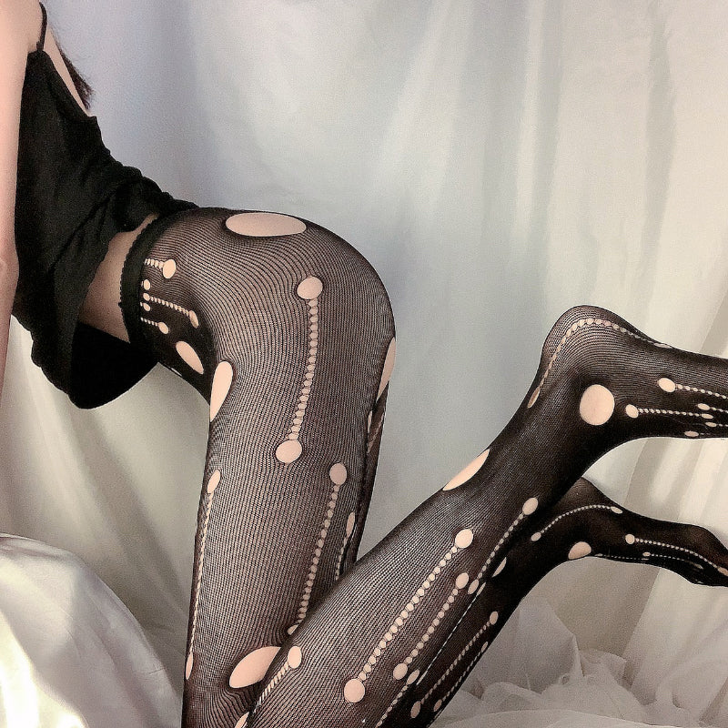 Women's Black Ripped Nylon Tights – One Size