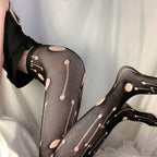 Women's Black Ripped Nylon Tights – One Size