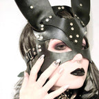 Black Punk Bunny Faux Leather Mask