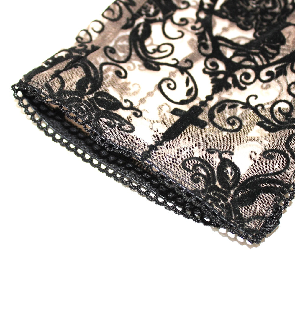 Women's Gothic Lace Cameo Leggings – Black & Nude, XS–3XL