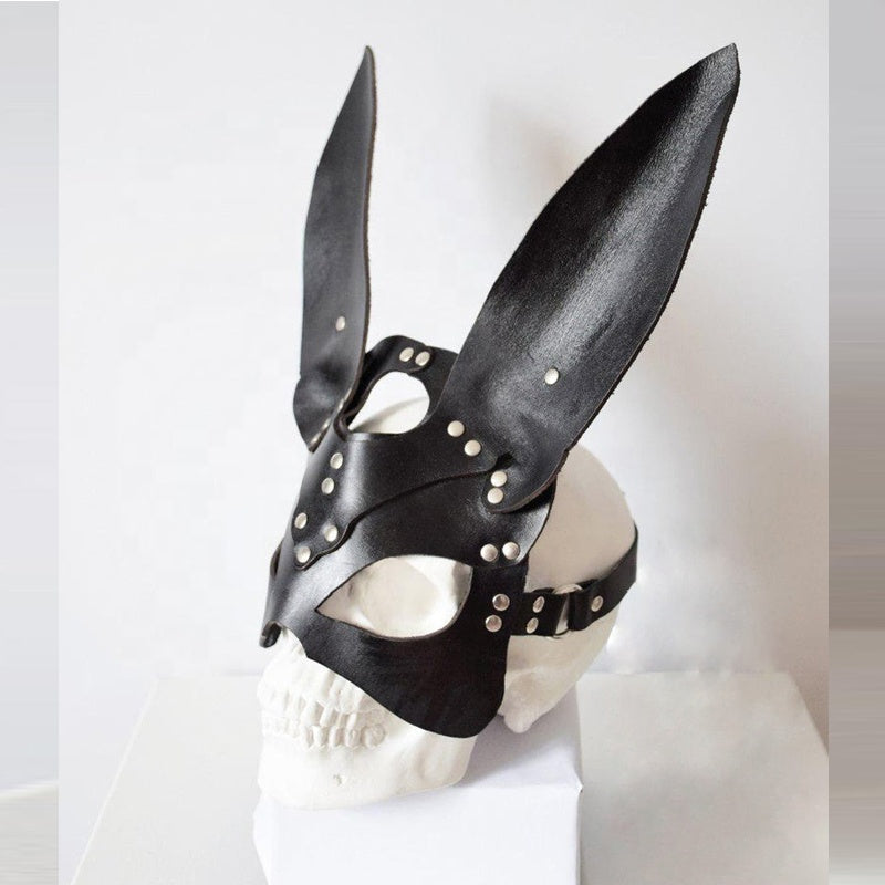 Black Punk Bunny Faux Leather Mask