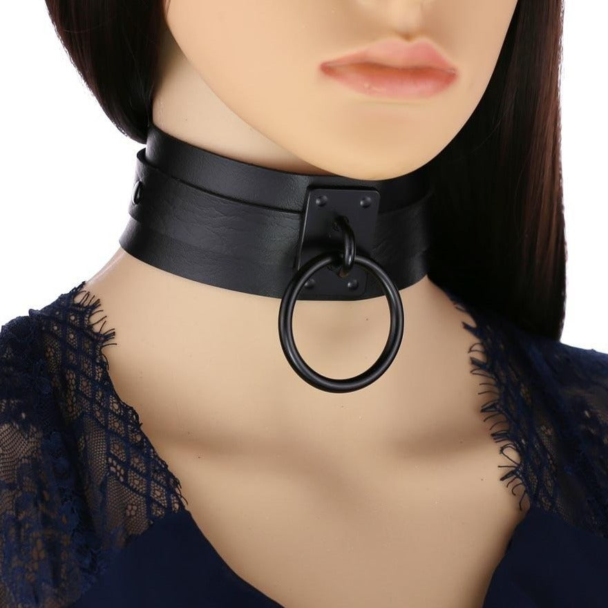 Black Matte Double-Layer O-Ring Choker