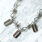 Gothic Razor Blade & Barbed Wire Necklace – Punk Chain