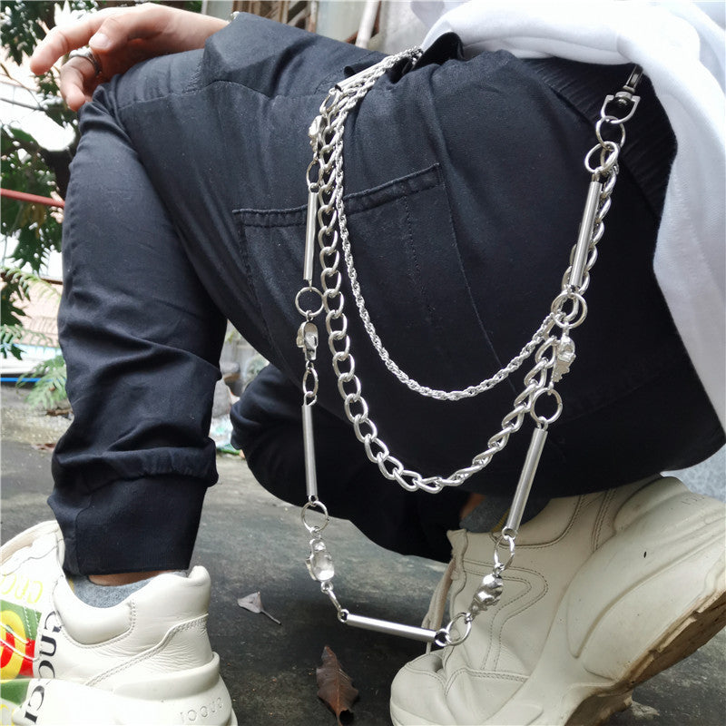 Gothic Triple-Layer Hardware Belt Chain – Skull & O-Rings