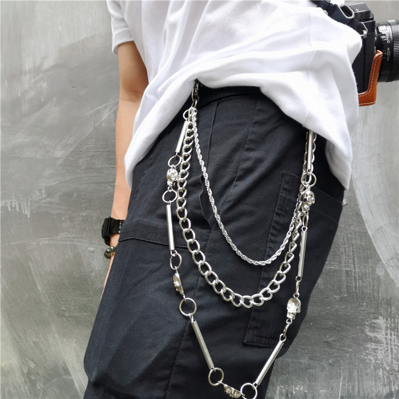 Gothic Triple-Layer Hardware Belt Chain – Skull & O-Rings
