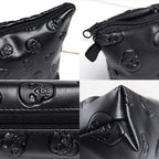 Black Mini Skull Faux Leather Makeup Bag