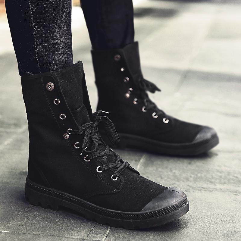 Men's Gothic Tactical Combat Ankle Boots – PU Leather