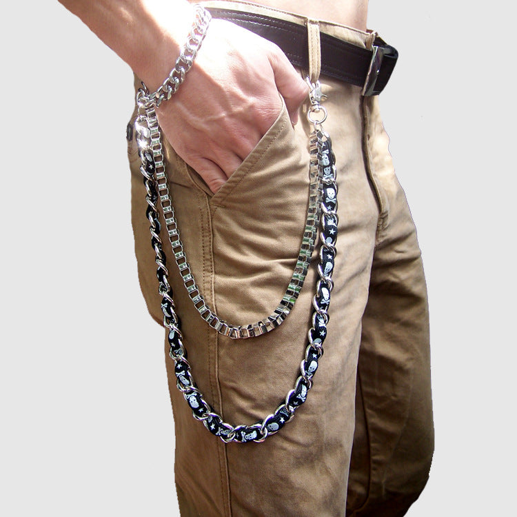Gothic Pirate Skull Double Belt Chain – 66cm