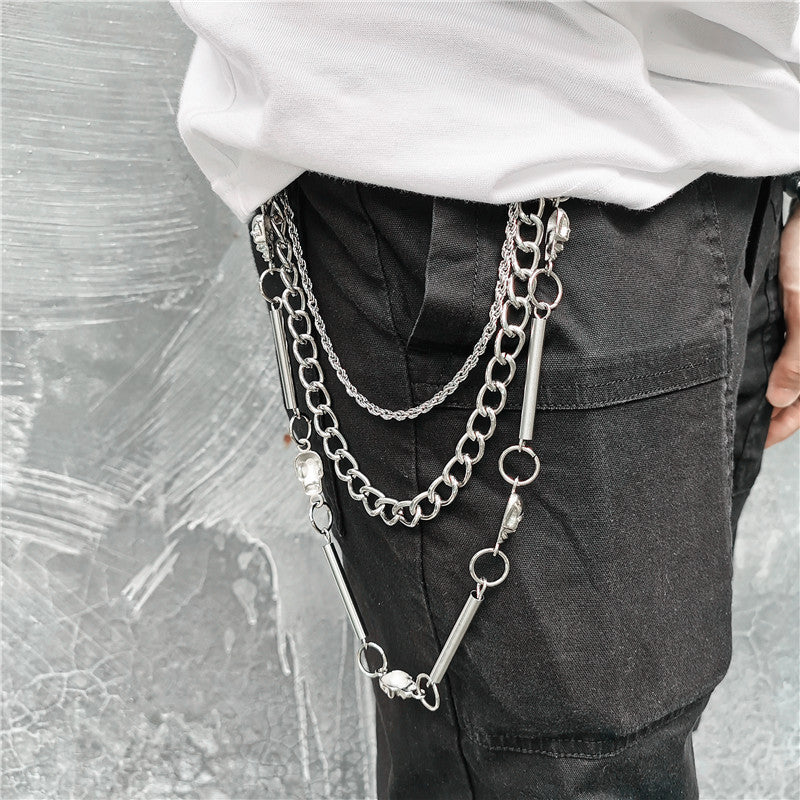 Gothic Triple-Layer Hardware Belt Chain – Skull & O-Rings