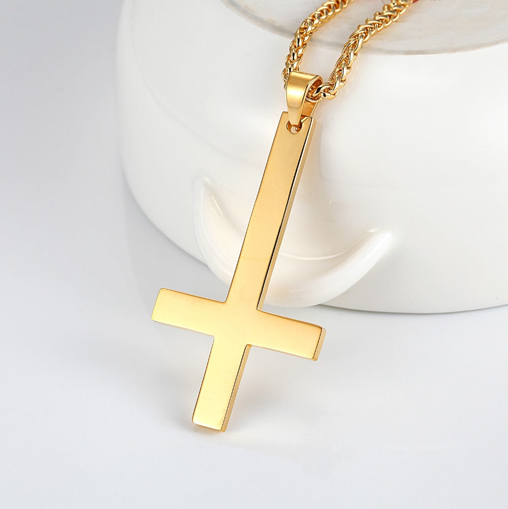 Men's Gothic Inverted Cross Necklace – 316L Stainless Steel