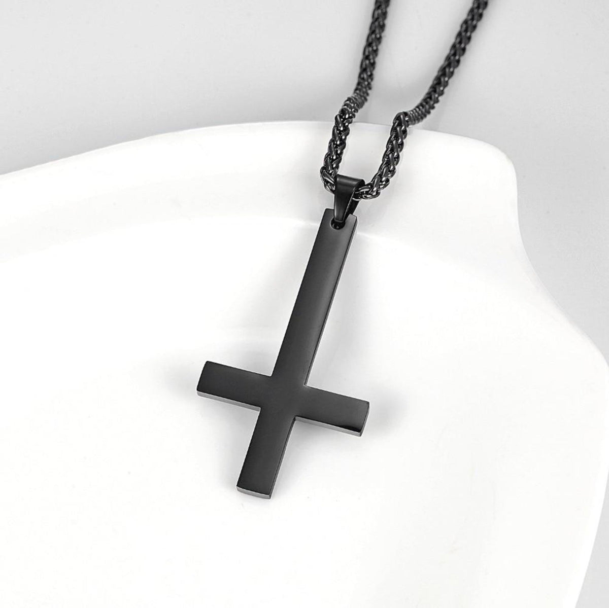 Men's Gothic Inverted Cross Necklace – 316L Stainless Steel