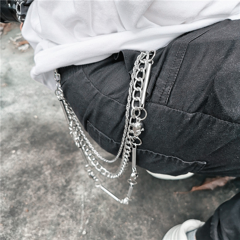Gothic Triple-Layer Hardware Belt Chain – Skull & O-Rings