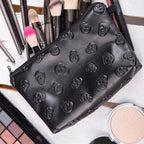 Black Mini Skull Faux Leather Makeup Bag
