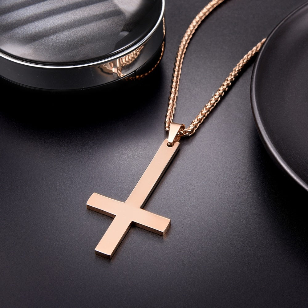 Men's Gothic Inverted Cross Necklace – 316L Stainless Steel