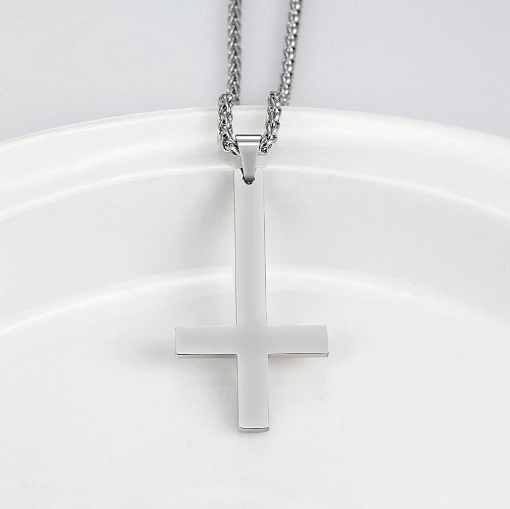 Men's Gothic Inverted Cross Necklace – 316L Stainless Steel