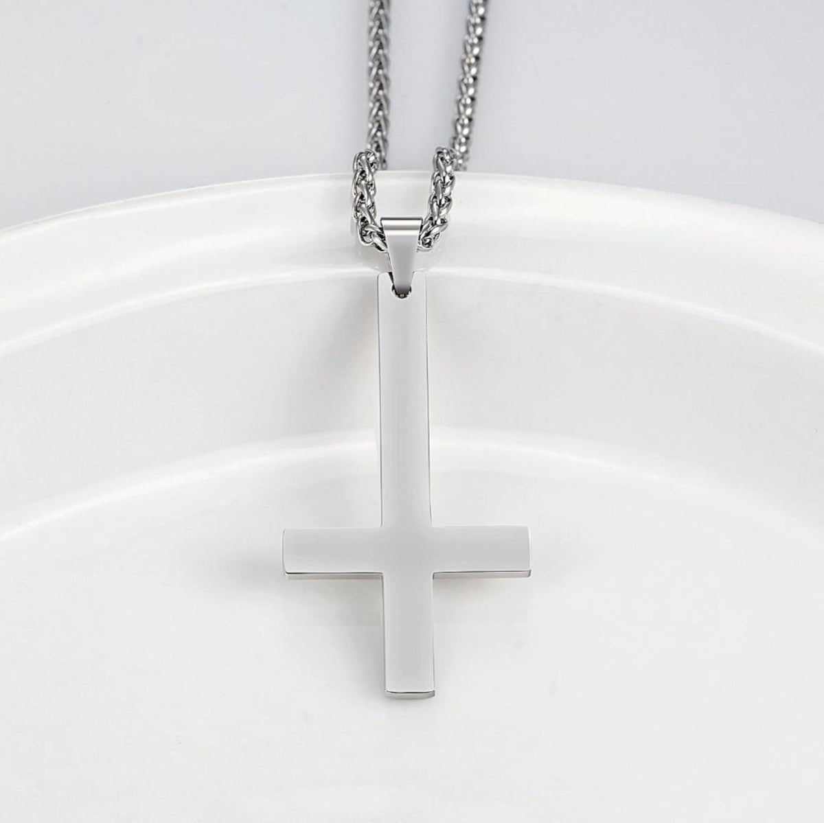 Men's Gothic Inverted Cross Necklace – 316L Stainless Steel