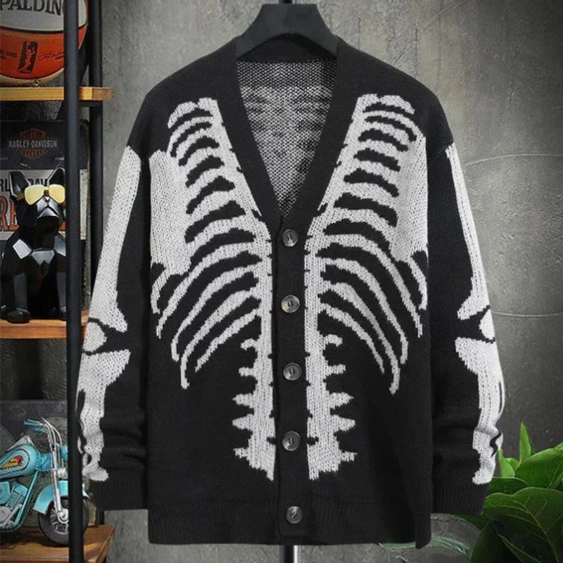 Retro Skull Button Cardigan