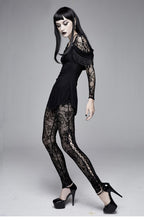 Women's Gothic Lace Cameo Leggings – Black & Nude, XS–3XL