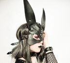 Black Punk Bunny Faux Leather Mask
