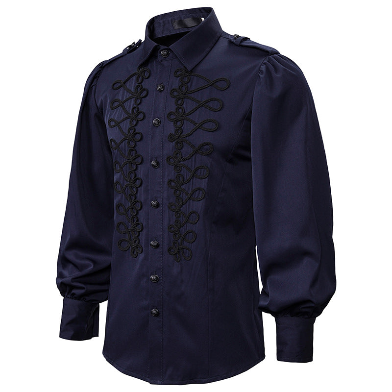 Men's Gothic Shirt – Black, Red & Blue – S–XXL