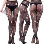 Women's Black Ripped Nylon Tights – One Size