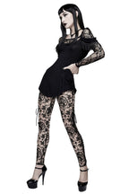 Women's Gothic Lace Cameo Leggings – Black & Nude, XS–3XL