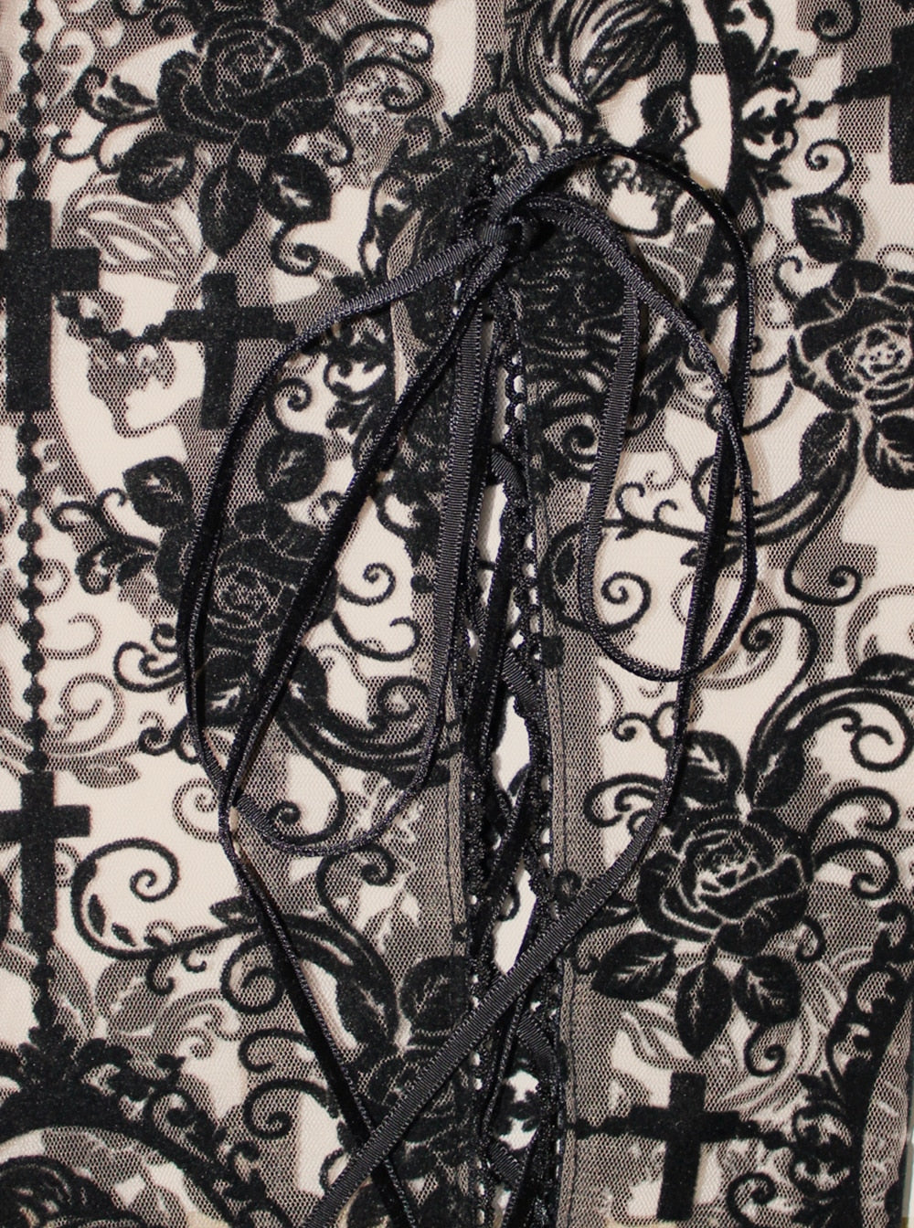 Women's Gothic Lace Cameo Leggings – Black & Nude, XS–3XL