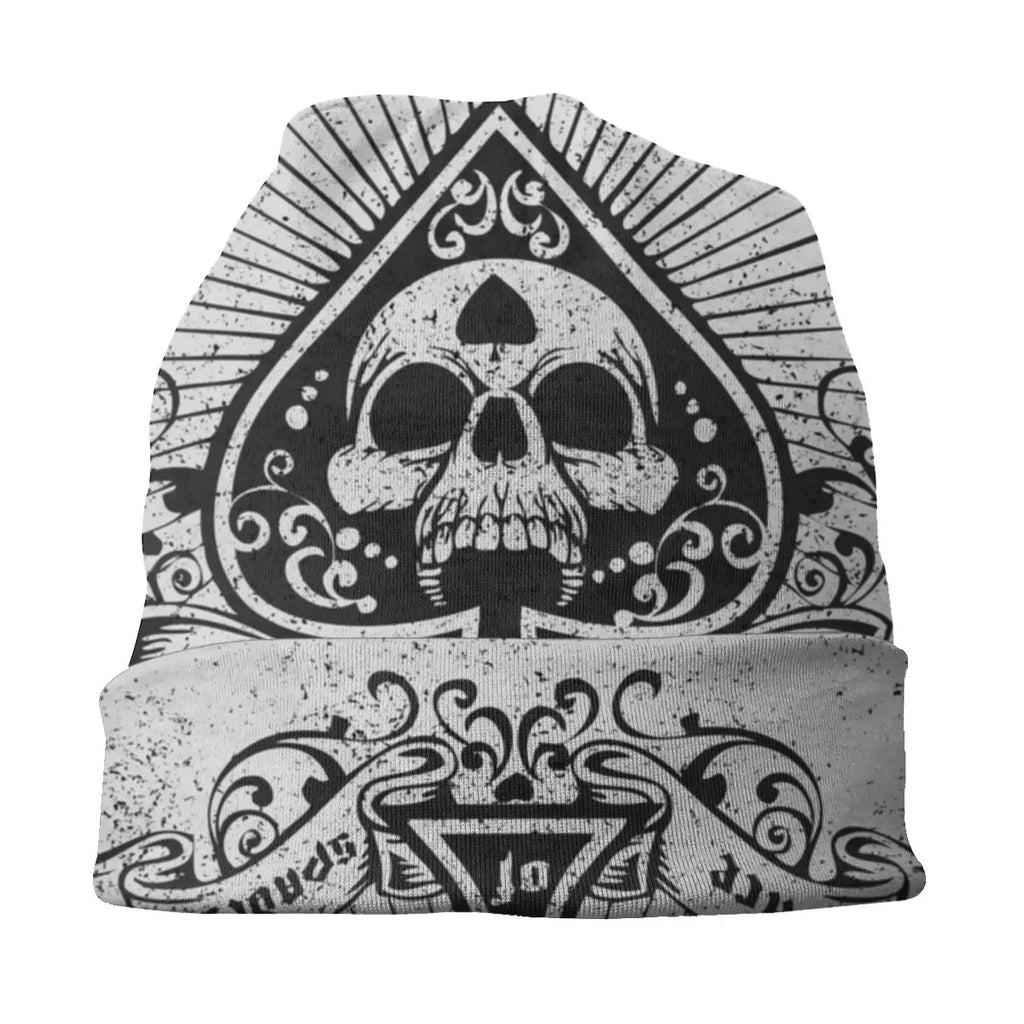 Gothic Skull Slouchy Beanie – Grey