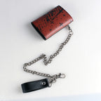 Men's Red Gothic Skull Chain Wallet – PU Leather