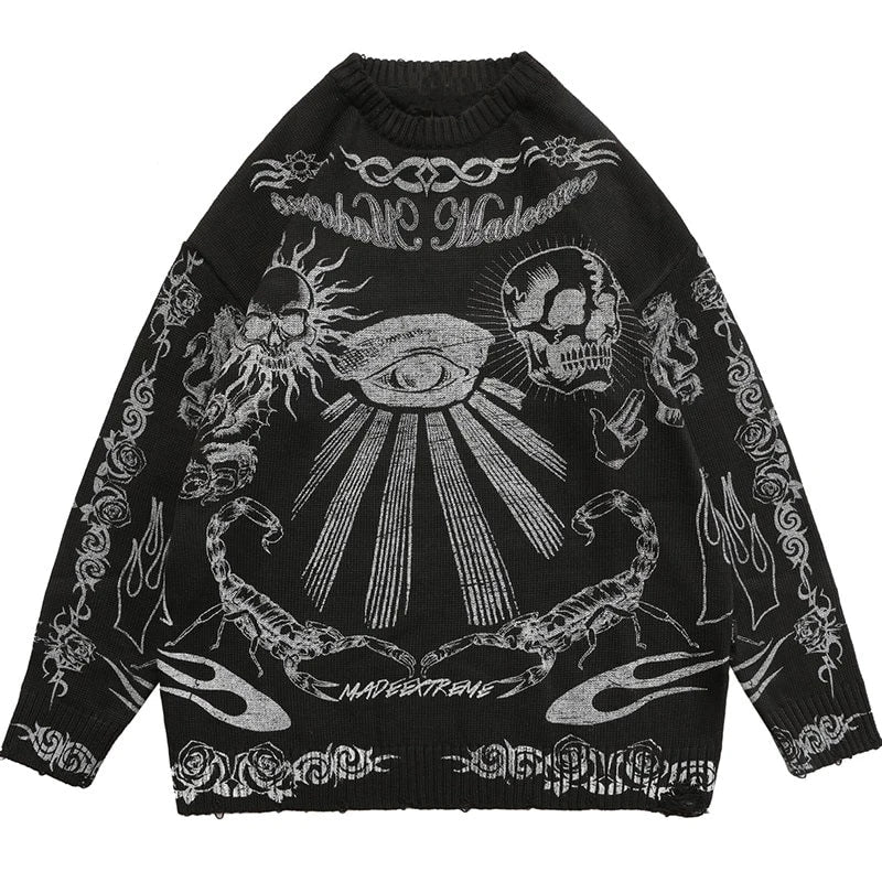 Skull Zip Knitted Jumper