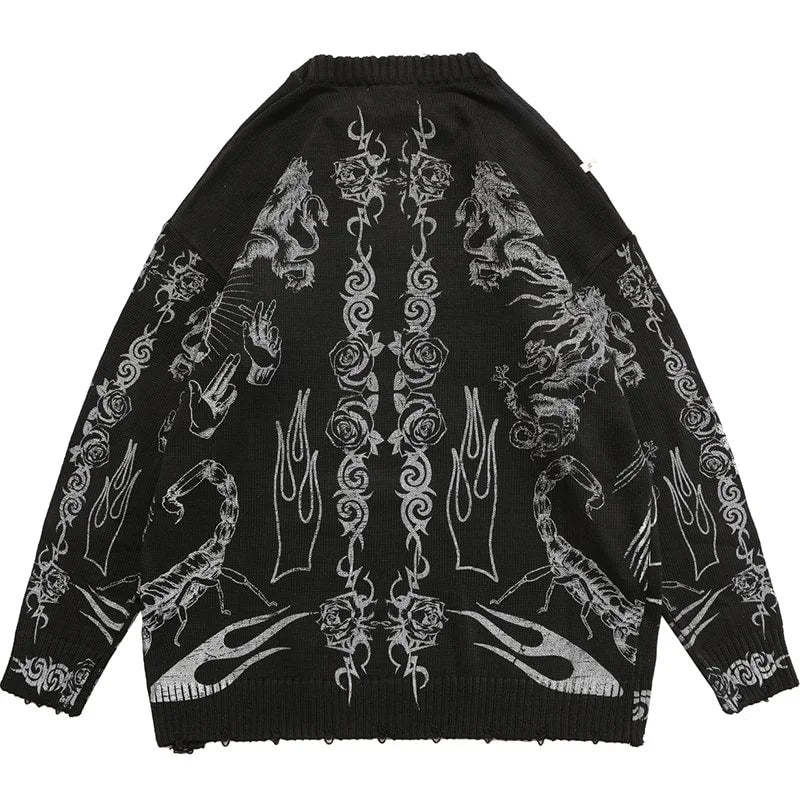 Skull Zip Knitted Jumper
