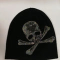 Black Gothic Skull Rhinestone Beanie