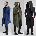 Long Open-Front Hooded Coat
