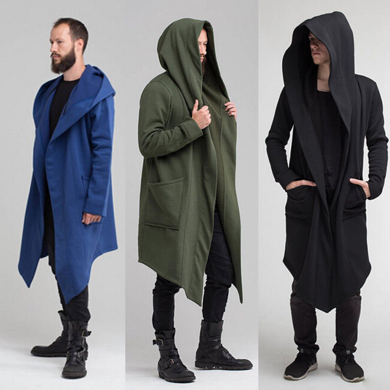 Long Open-Front Hooded Coat