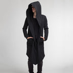 Long Open-Front Hooded Coat