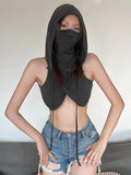 Women's Grey Hooded Crop Tank Top