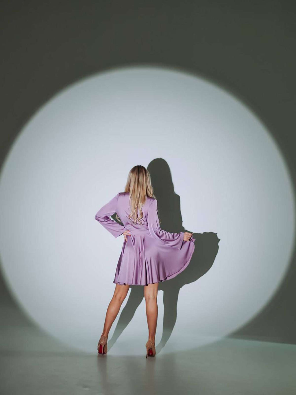 Satin Wrap Mini Dress with Long Sleeves