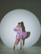 Satin Wrap Mini Dress with Long Sleeves