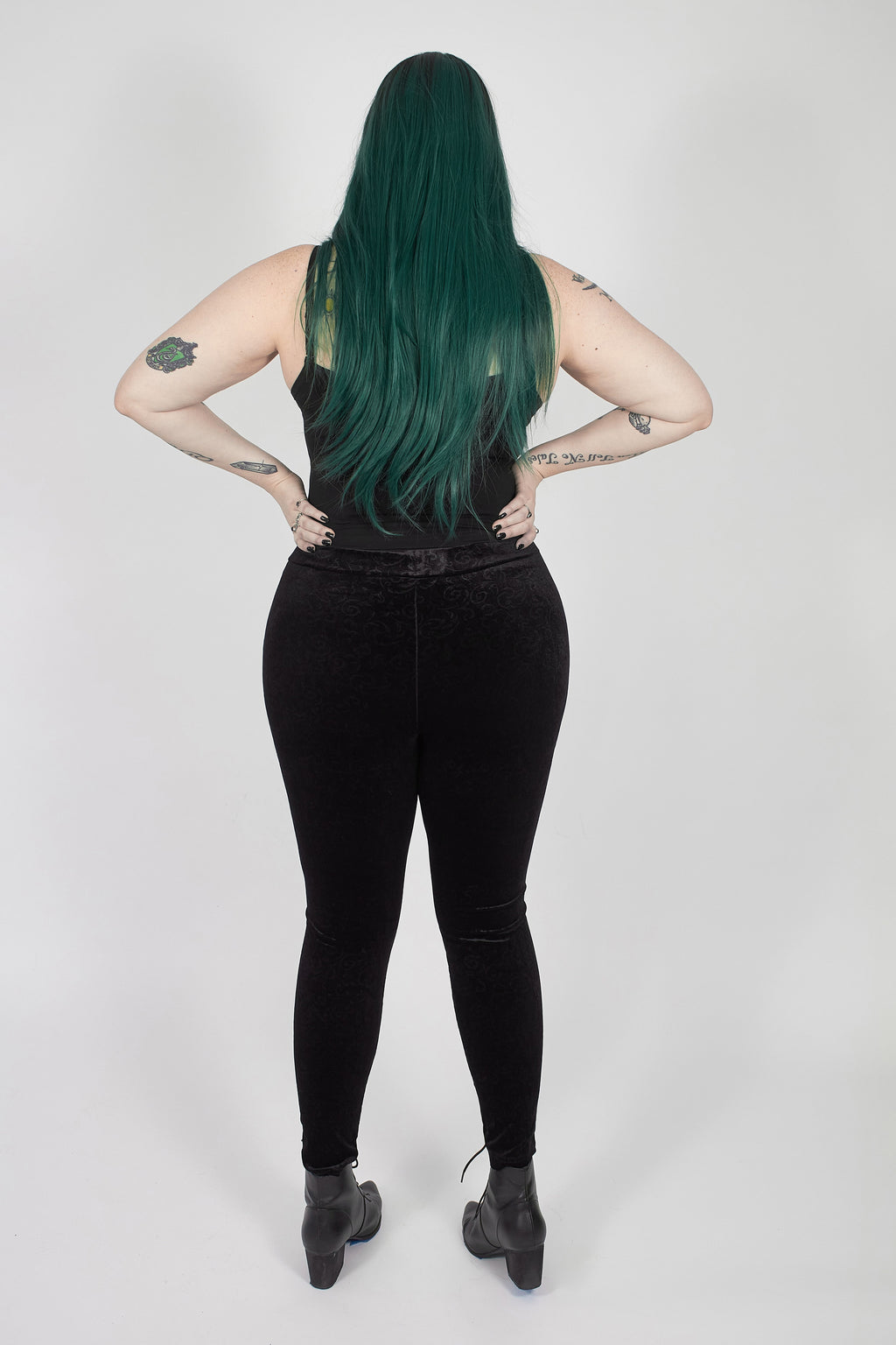 Women's Black Corset-Detail Leggings – L–5XL