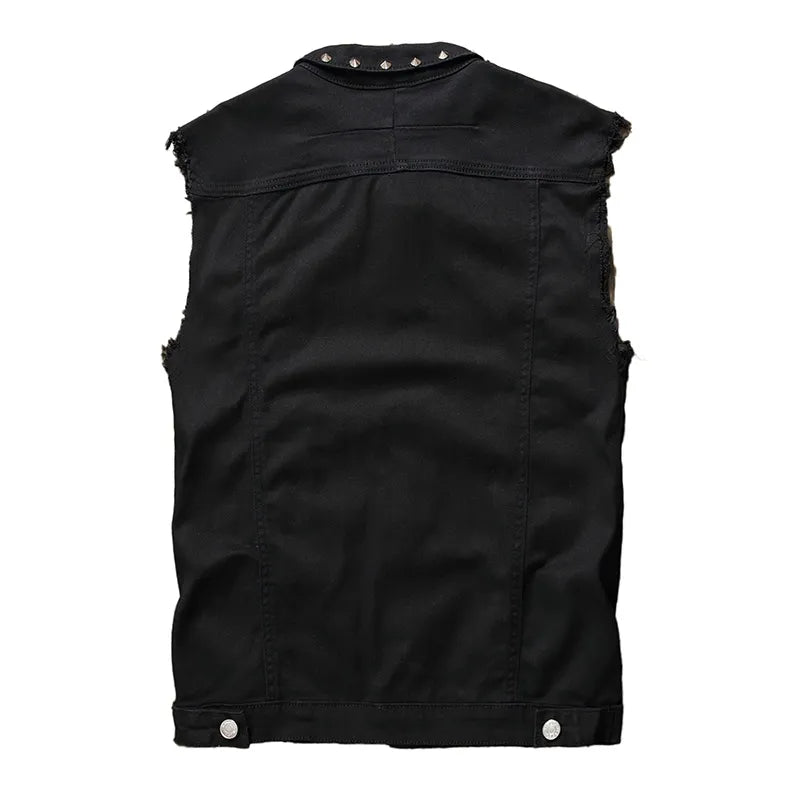 Studded Denim Punk Vest – S–3XL