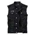Studded Denim Punk Vest – S–3XL