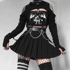 Women's Black Demon Print Gothic Crop Top