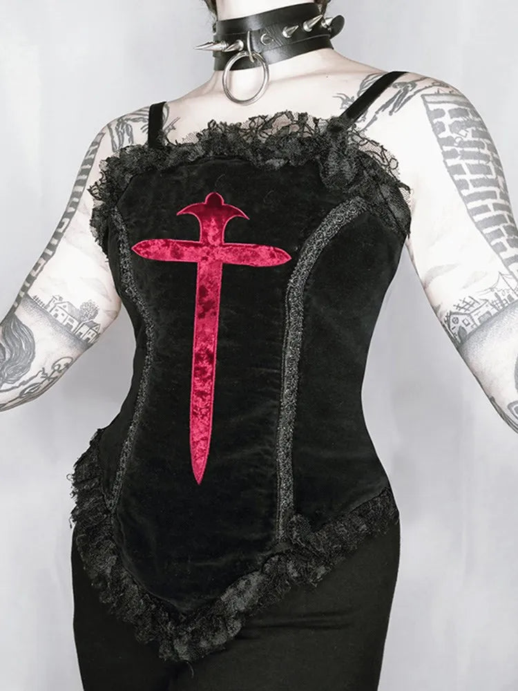 Women's Gothic Cropped Corset – Black