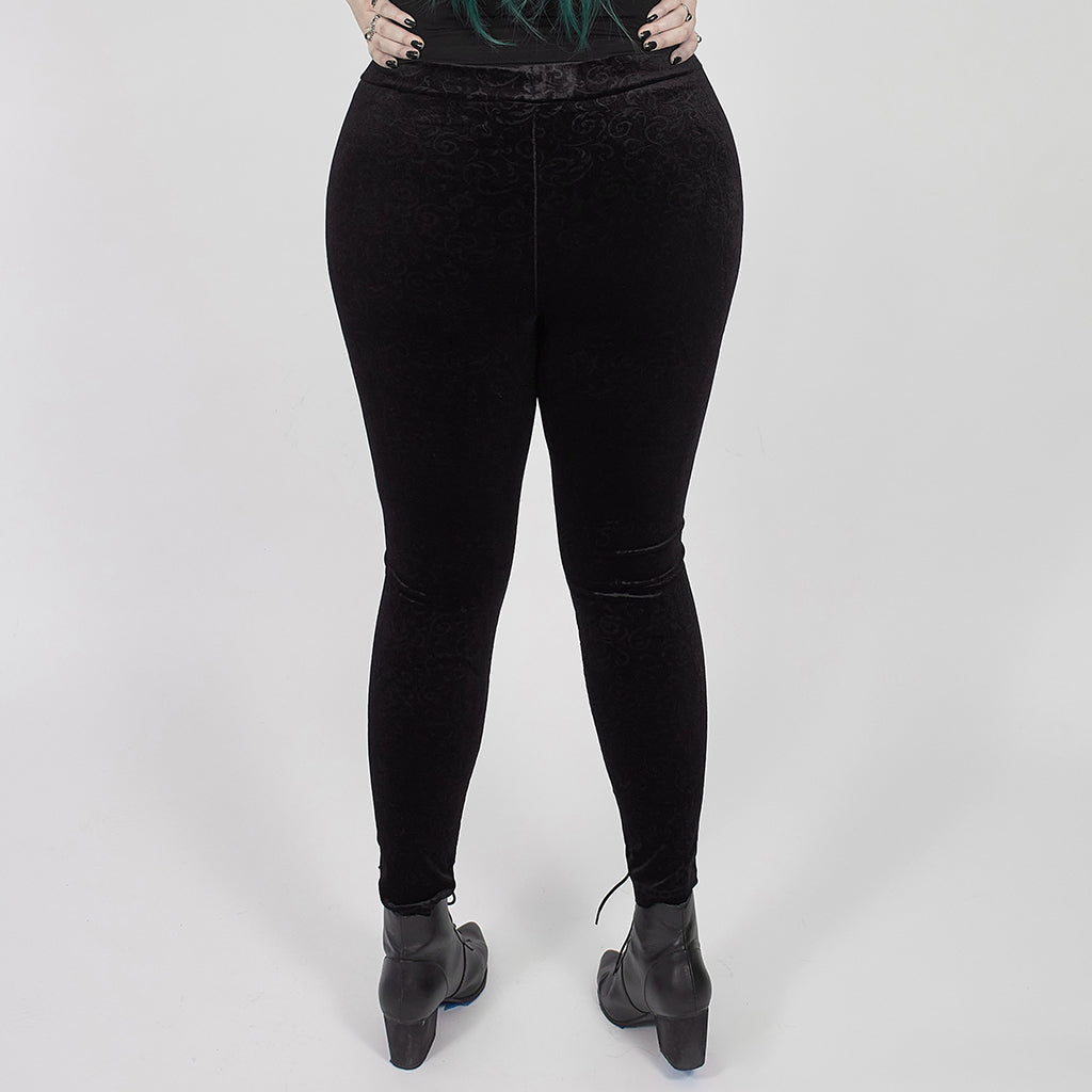 Women's Black Corset-Detail Leggings – L–5XL