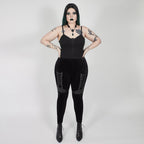 Women's Black Corset-Detail Leggings – L–5XL